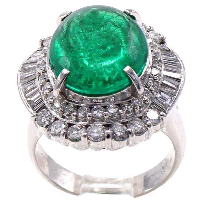Colours of Love Platinum 7.34ct Emerald Cut Emerald Ring |