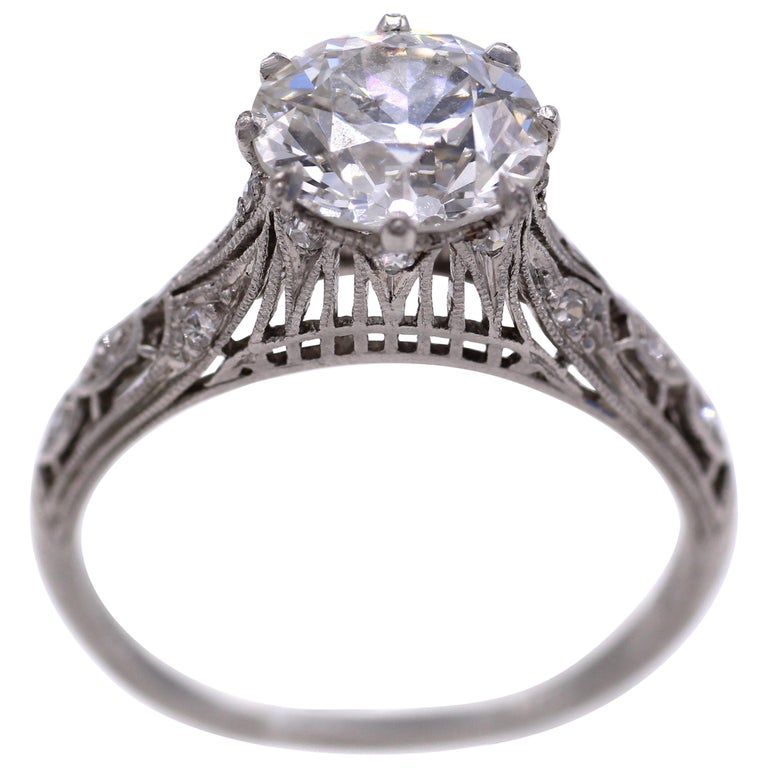 European cut platinum diamond engagement ring | Freedman Jewelers -  Freedman Jewelers