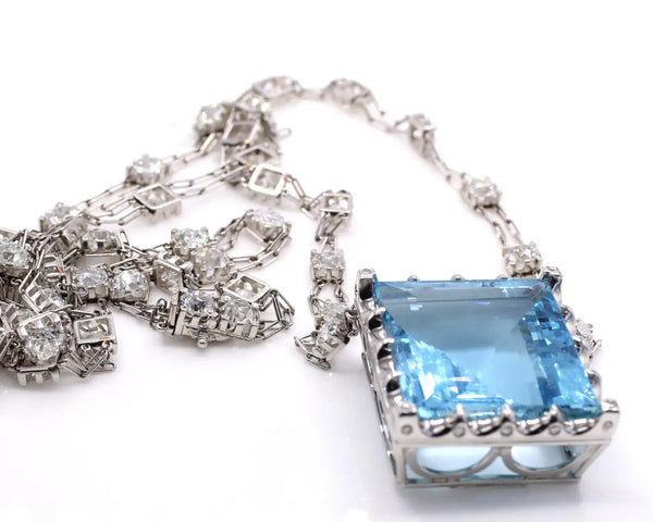 Aquamarine Handmade Designer Ladies Necklace And Bracelet Jewellery Set -  Aquamarine Gemstone Silver Jewellery